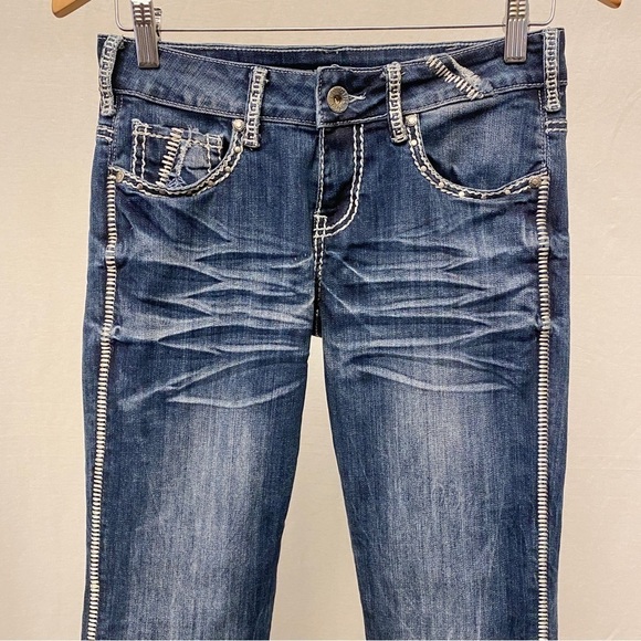 Cowgirl Tuff 3 (26) Dallas Jeans Boot Cut Low Rise Release Hem Western Stretch - Picture 3 of 12